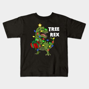 Christmas Dinosaur Tree Rex Boys Girls Kids Xmas Gift Kids T-Shirt